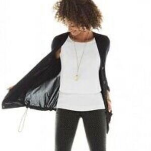 CAbi Windbreaker Size Small Cardigan Sweater Black Cotton Back Panel Pockets